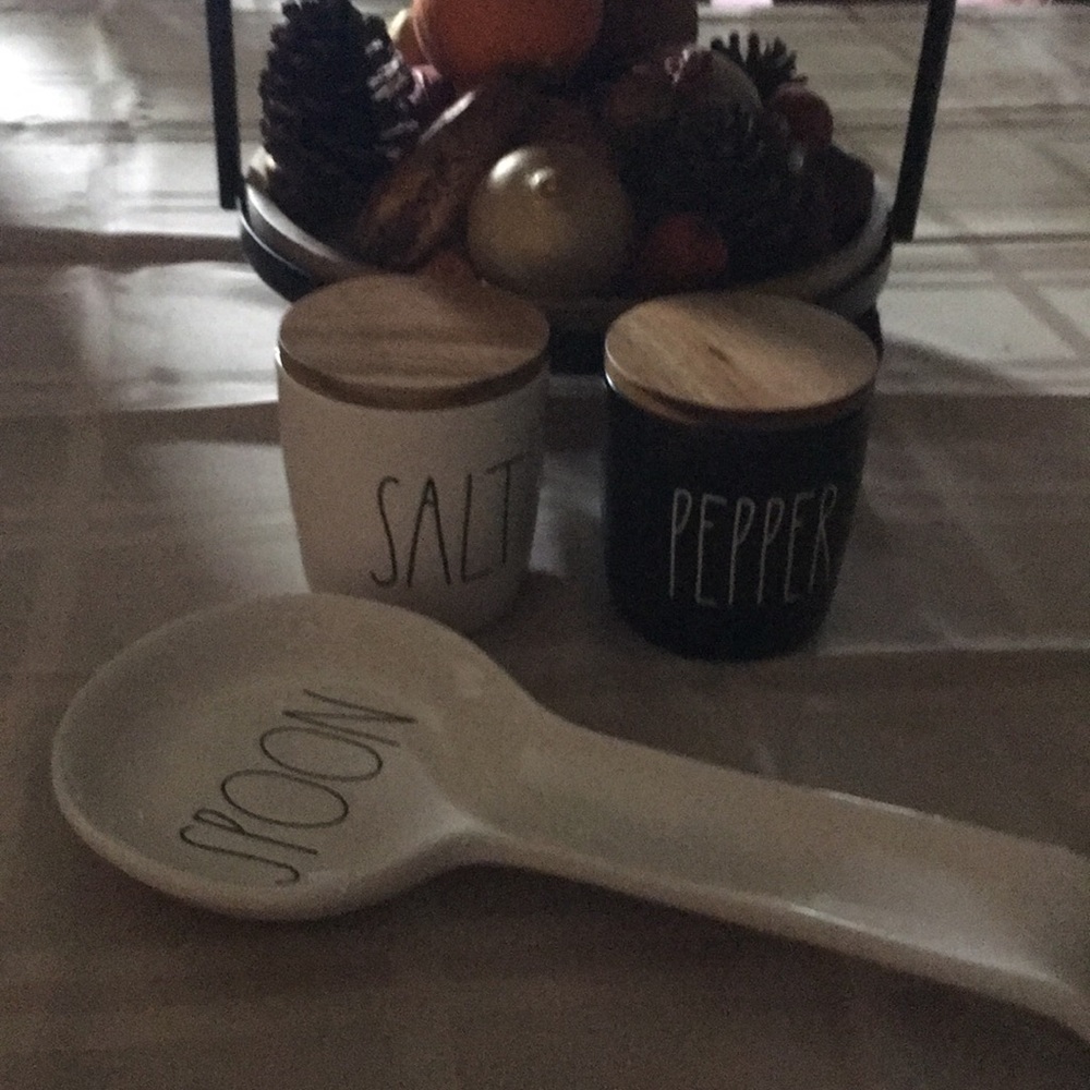 Rae Dunn salt and pepper and spoon holder